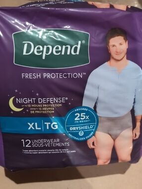 **2 Packs**Of Men’s Night Defense XL Absorbent Boxer Briefs - Gray
